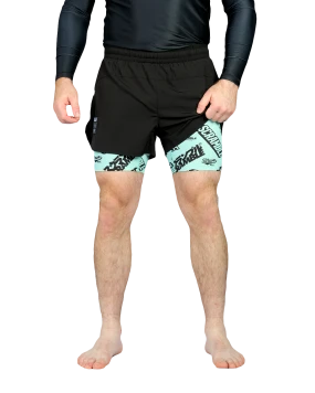 Combination Shorts - Seafoam/ Logotypes