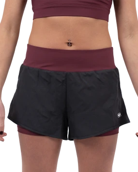 Hearts Combination Shorts - Grey/Burgundy