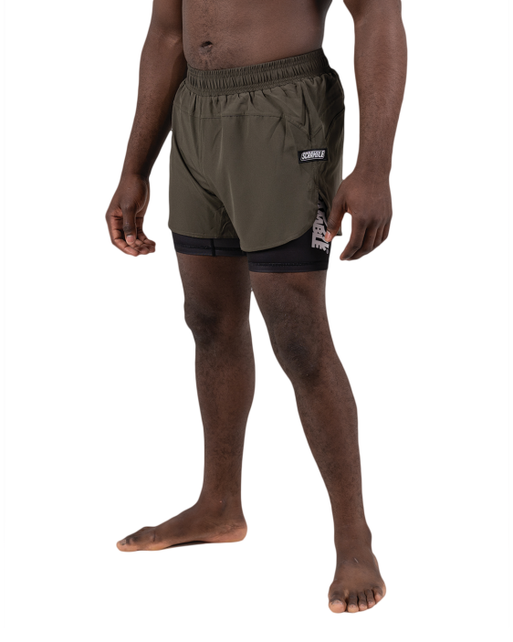 Combination Shorts - Khaki Green / Black Combination Shorts - Khaki Green / Black