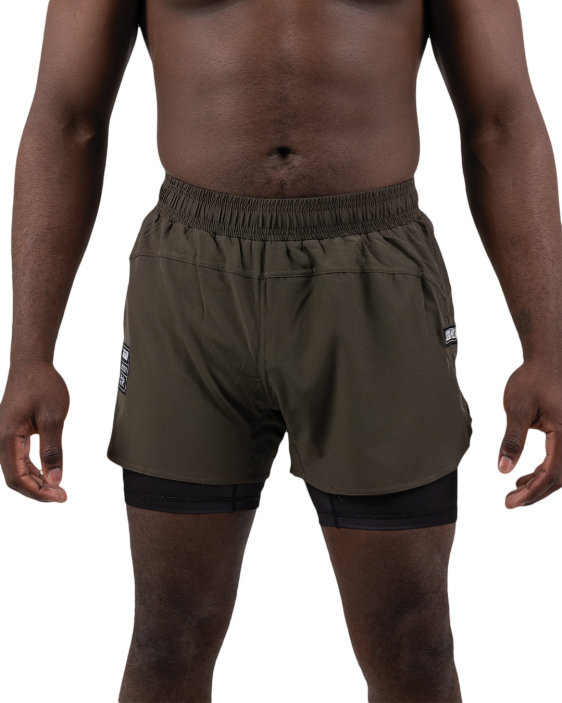 Combination Shorts - Khaki Green / Black Combination Shorts - Khaki Green / Black