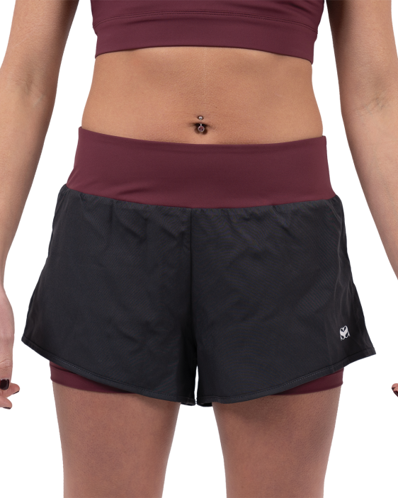 Hearts Combination Shorts - Grey/Burgundy Hearts Combination Shorts - Grey/Burgundy