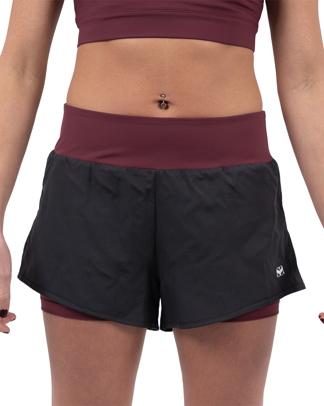 Hearts Combination Shorts – Grey/Burgundy