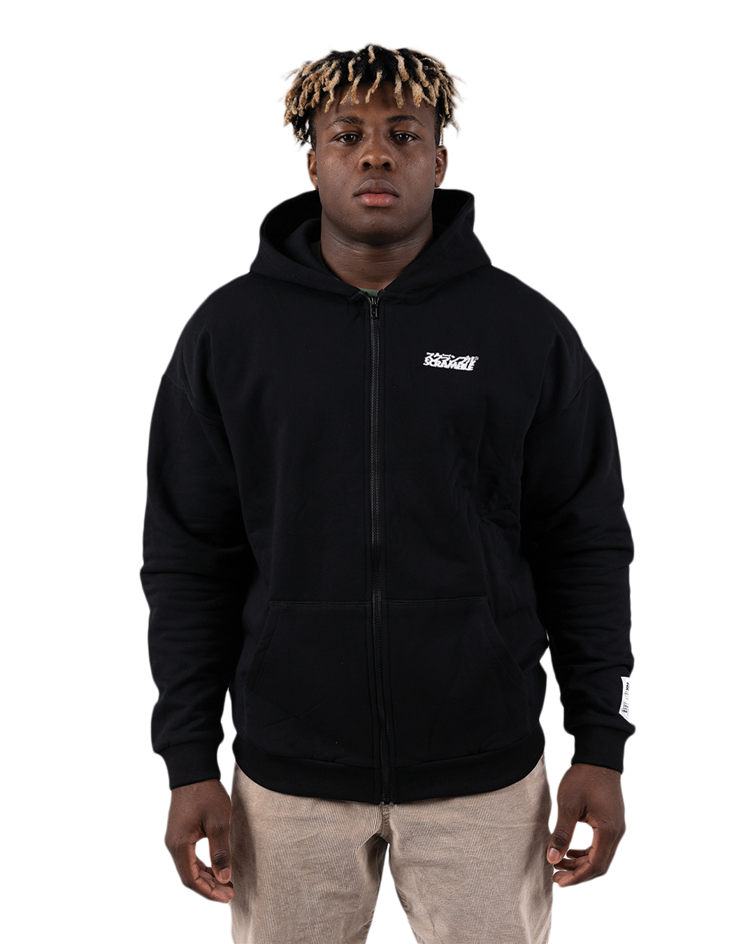 Puff Print Zip-Up Hoody - Black | Scramble Brand