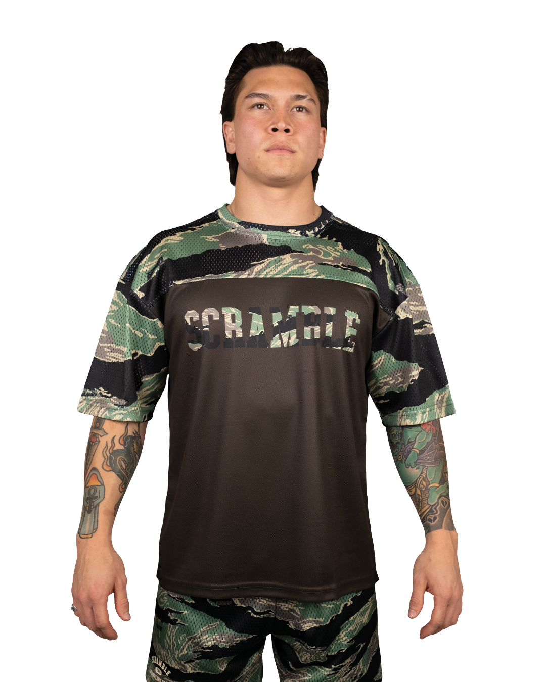 Mesh Hybrid Grappling Top – Tiger Camo